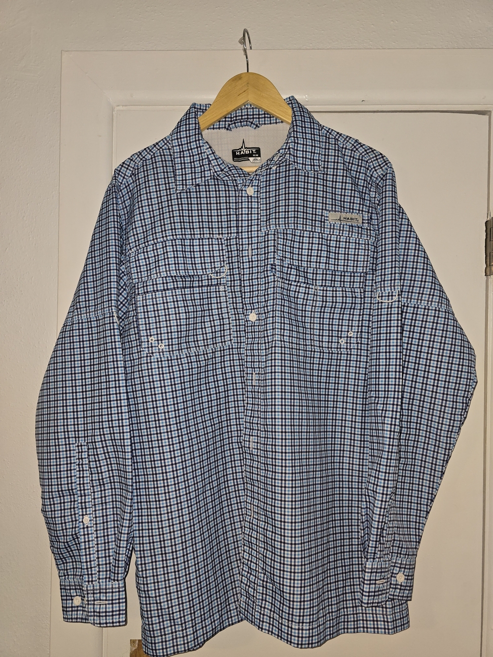 Men's Light Blue Check Long-Sleeve Shirt